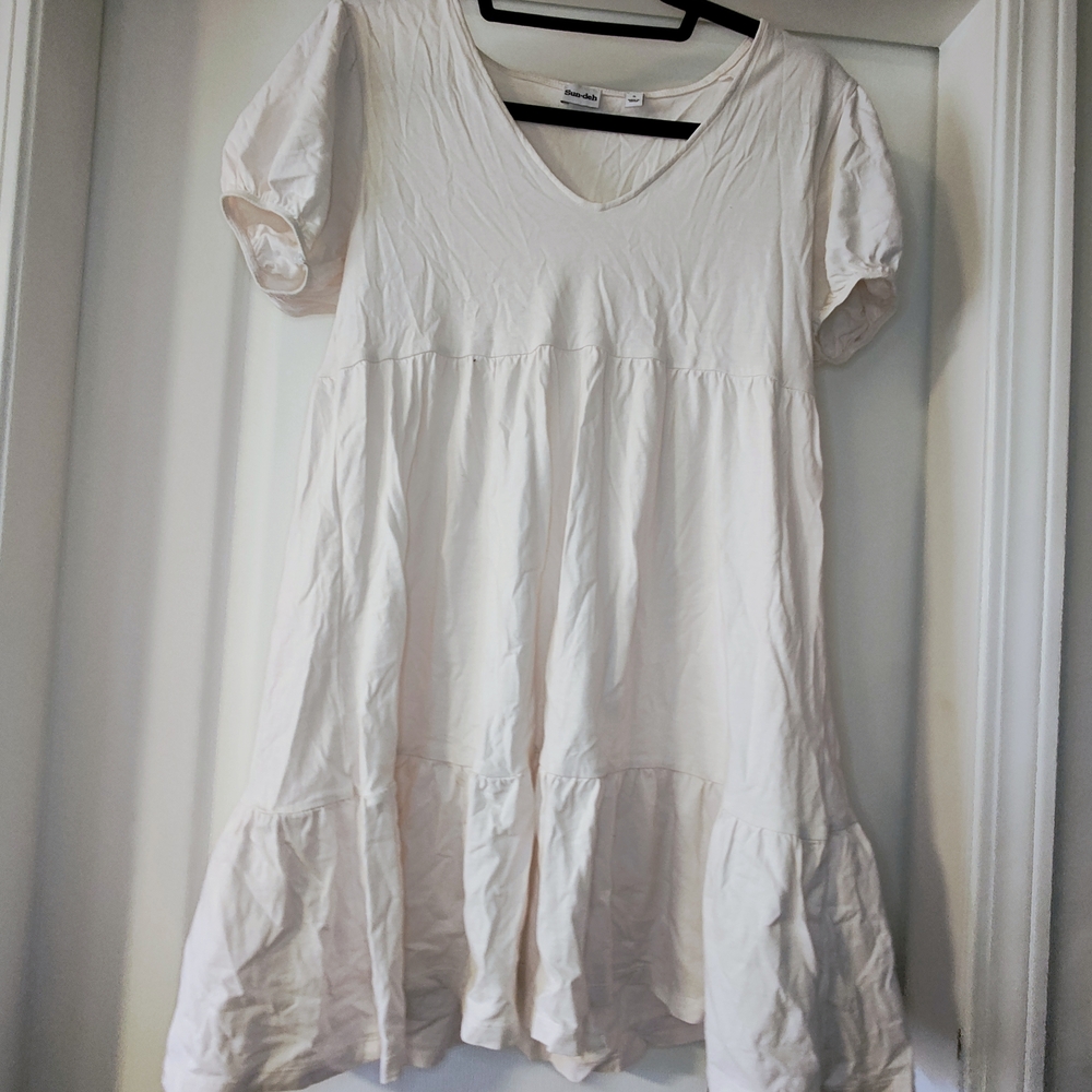 Pale Pink V-Neck Tiered Babydoll Dress